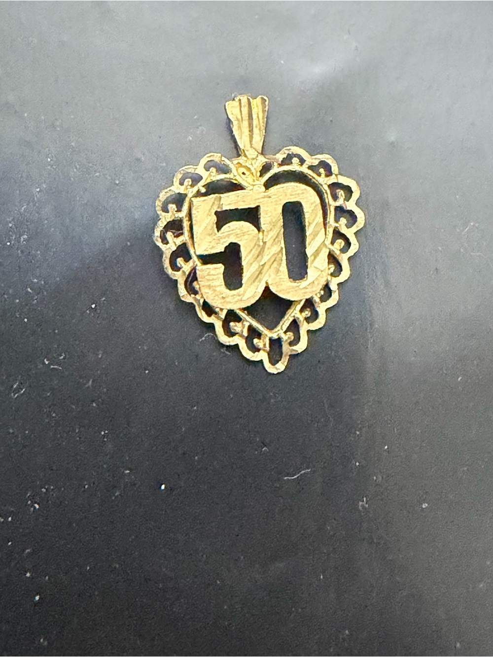 10K Gold 50 Heart Pendant